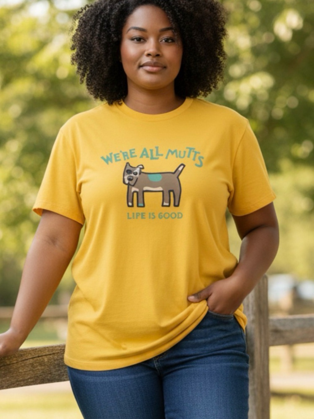 Life Is Good XXL Yellow Graphic Tee We're All Mutts